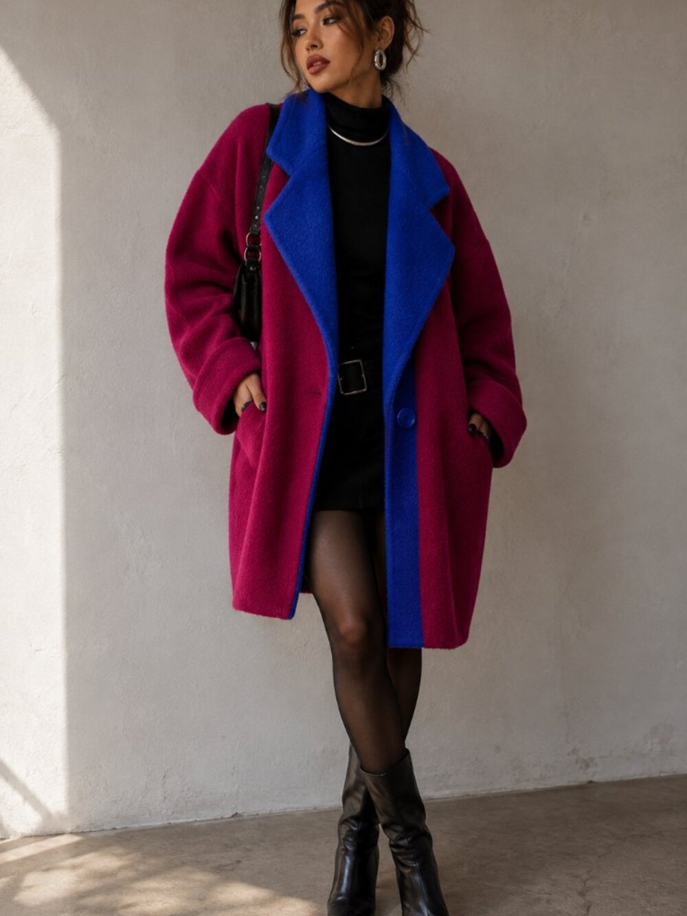 Vintage Bernard Perris Paris Wool Coat Colorblock Oversized Avant Garde